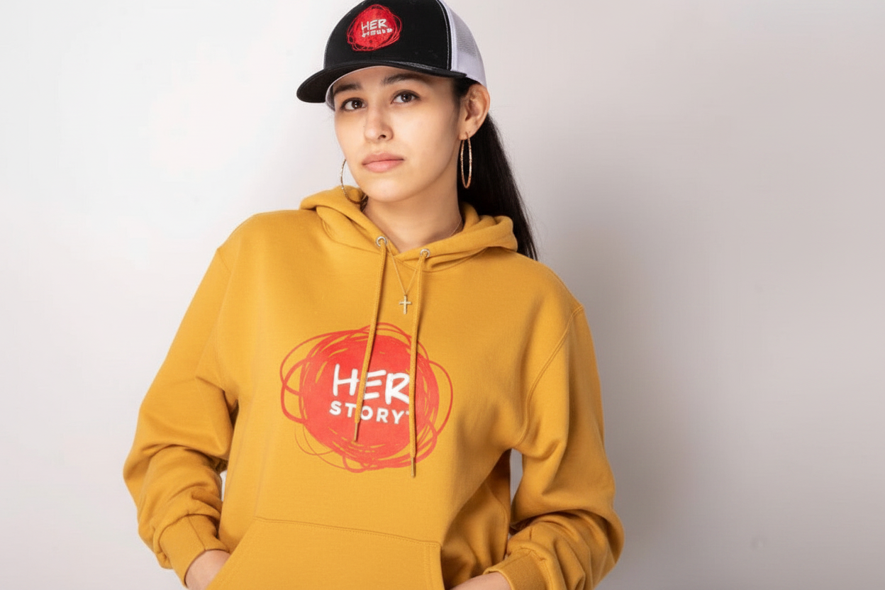 HERStory Gold Hoodie in yellow-gold color