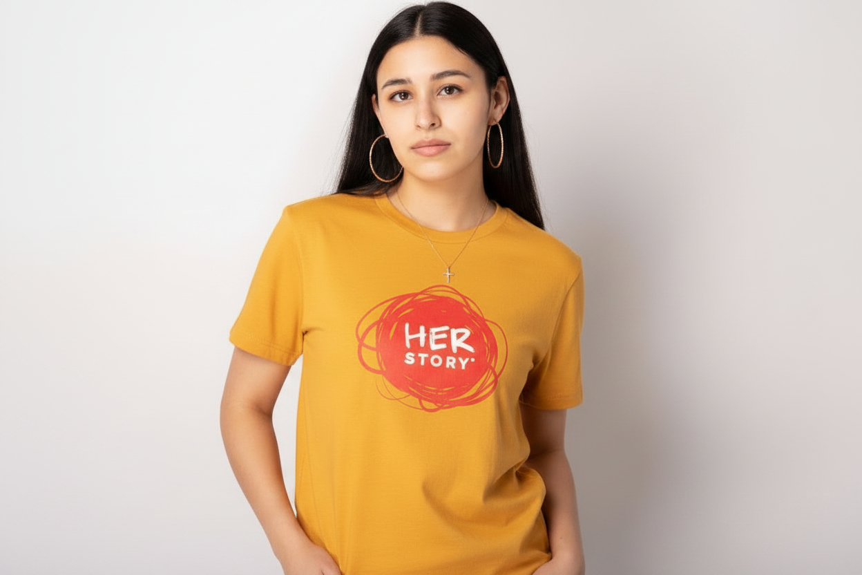 HERStory Gold Tee lifestyle photo