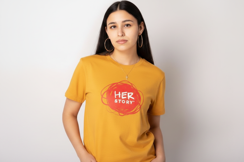HERStory Gold Tee lifestyle photo